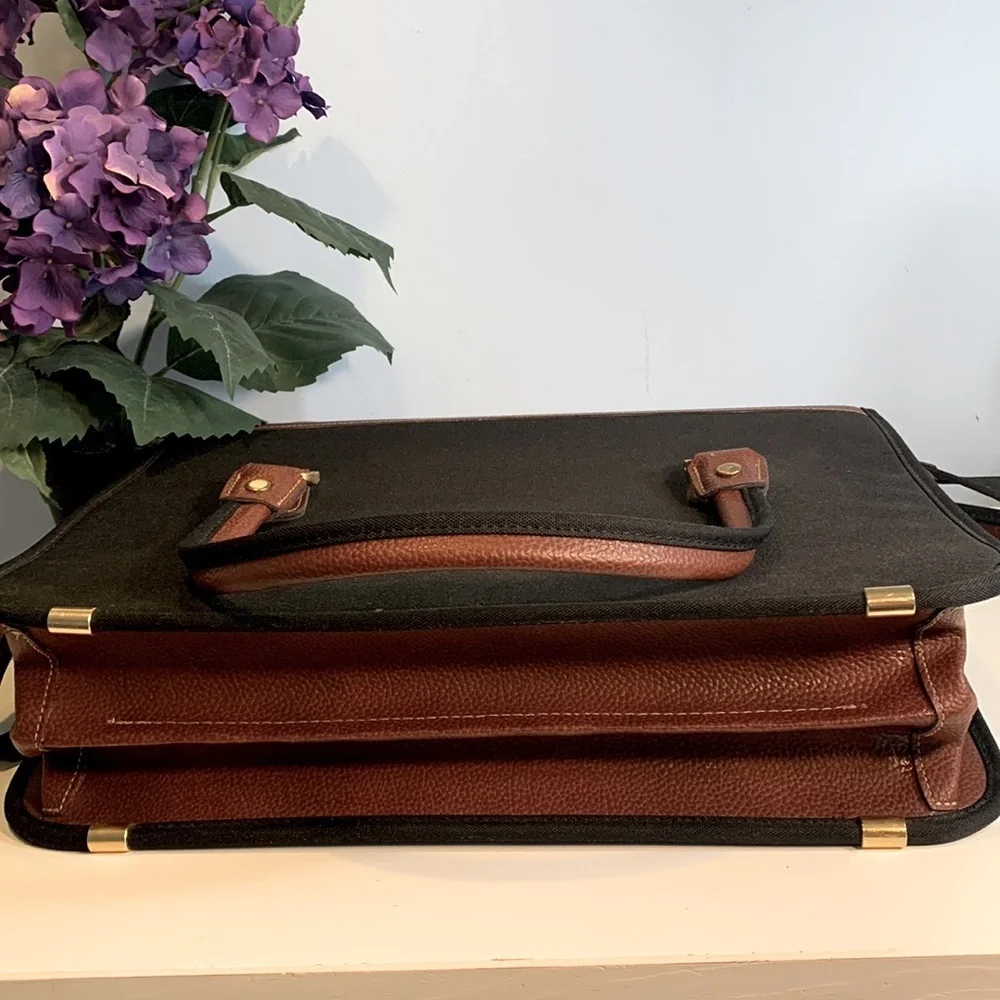 Vintage Y2K Samsonite Leather / Fabric Briefcase / Messenger Bag NEW! - Picture 3 of 8